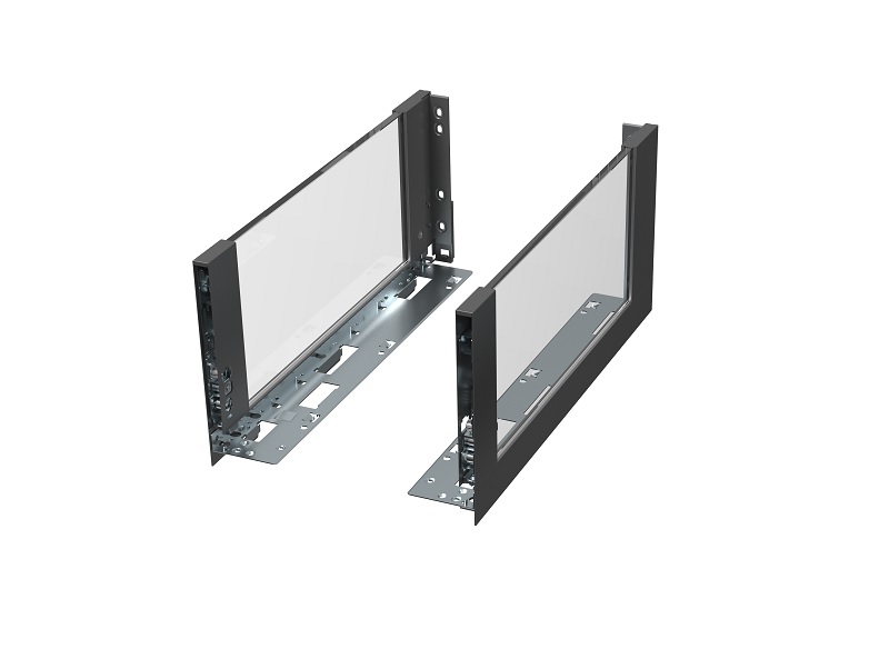 Комплект стеклянных боковин ALPHALUX высота 180мм (high), длина 500 мм (L/R, крепления фасада, заглушки) для ящика CRYSTAL, антрацит. Рис. 1 Комплект стеклянных боковин ALPHALUX высота 180мм (high), длина 500 мм (L/R, крепления фасада, заглушки) для ящика CRYSTAL, антрацит. Рис. 1