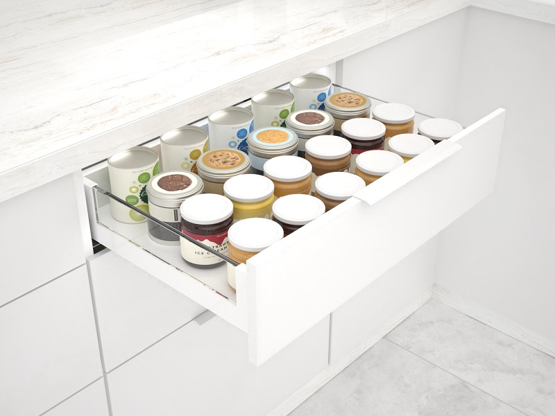 Комплект стеклянных боковин ALPHALUX высота 94мм (low), длина 550 мм (L/R, крепления фасада, заглушки) для ящика CRYSTAL, белый. Рис. 2