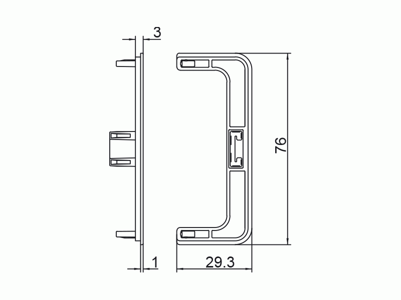 Комплект торцевых заглушек П-образных среднего профиля GOLA Alphalux(2 части:L+R), пластик серый. Рис. 2