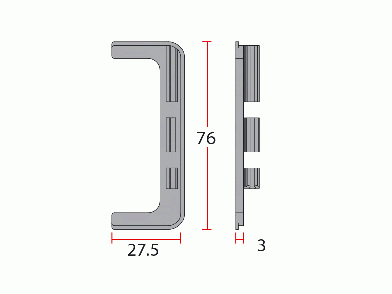 Комплект торцевых заглушек П-образных среднего профиля GOLA Alphalux(2 части:L+R), алюминий. Рис. 2 Комплект торцевых заглушек П-образных среднего профиля GOLA Alphalux(2 части:L+R), алюминий. Рис. 2