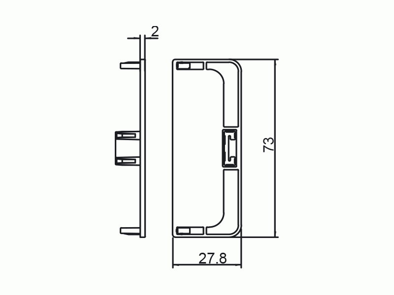 Комплект торцевых заглушек сплошных среднего профиля GOLA Alphalux(2 части:L+R), пластик серый. Рис. 2