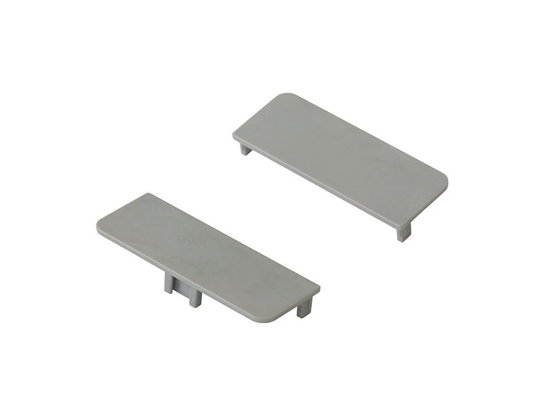 Комплект торцевых заглушек сплошных среднего профиля GOLA Alphalux(2 части:L+R), пластик серый. Рис. 1