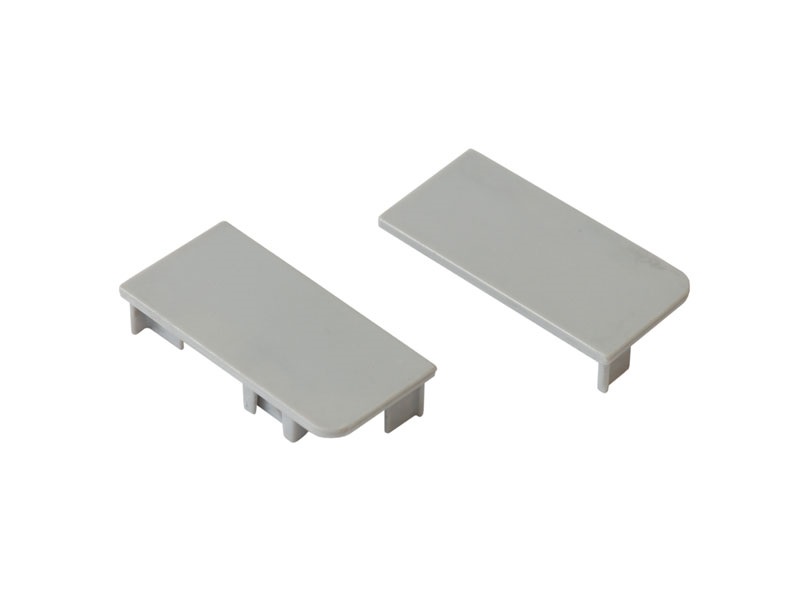 Комплект торцевых заглушек сплошных верхнего профиля GOLA Alphalux (2 части:L+R), пластик серый. Рис. 1