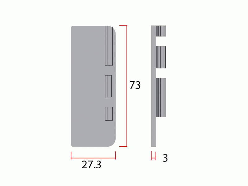 Комплект торцевых заглушек сплошных среднего профиля GOLA Alphalux(2 части:L+R), алюминий. Рис. 2 Комплект торцевых заглушек сплошных среднего профиля GOLA Alphalux(2 части:L+R), алюминий. Рис. 2