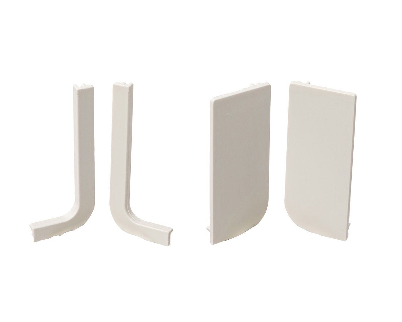 Комплект торцевых заглушек(открытых и сплошных) Г-образного профиля FRM9200 Gola FIRMAX(4 части), пластик, белый. Рис. 1 Комплект торцевых заглушек(открытых и сплошных) Г-образного профиля FRM9200 Gola FIRMAX(4 части), пластик, белый. Рис. 1