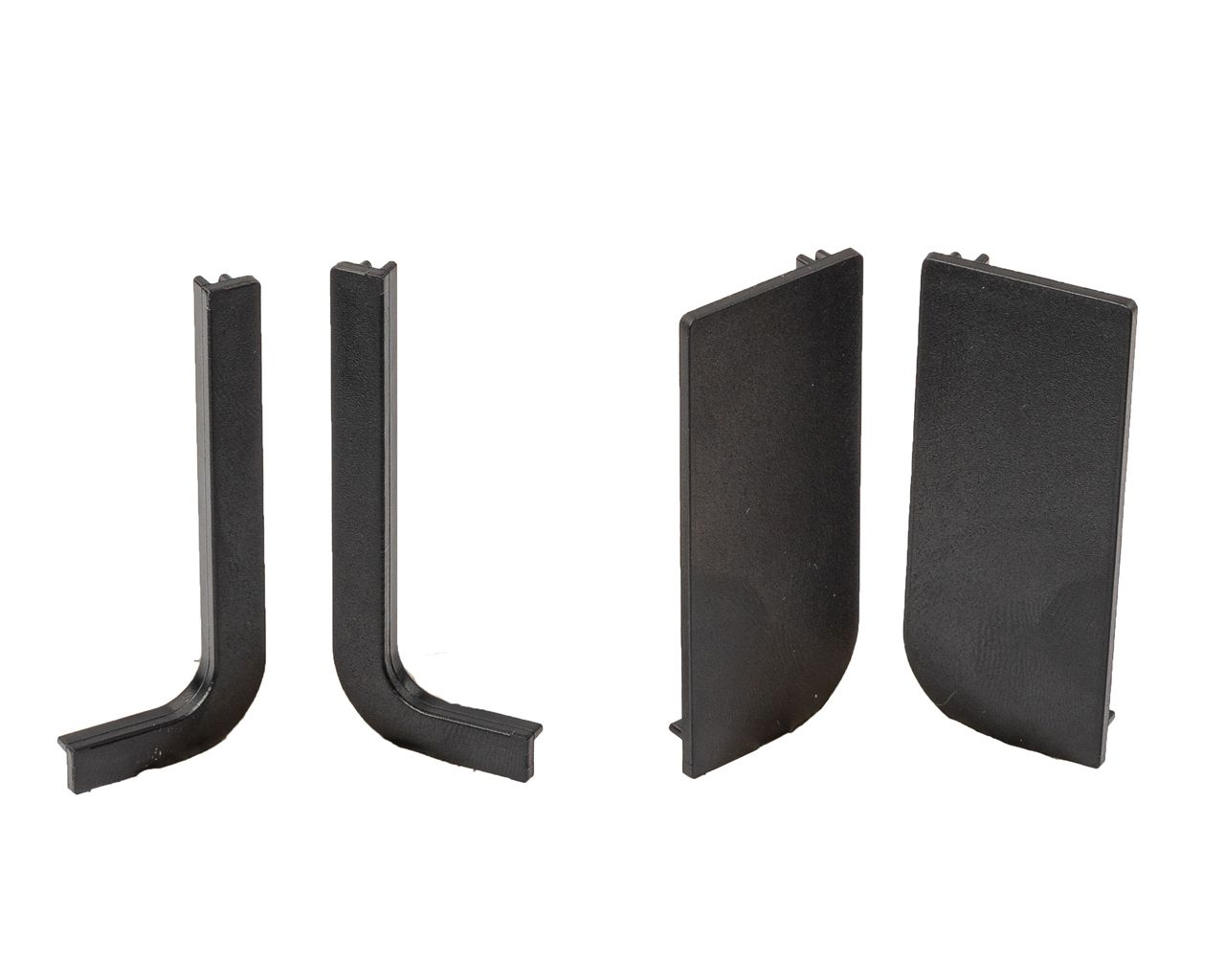 Комплект торцевых заглушек(открытых и сплошных) Г-образного профиля FRM9200 Gola FIRMAX(4 части), пластик, черный. Рис. 1