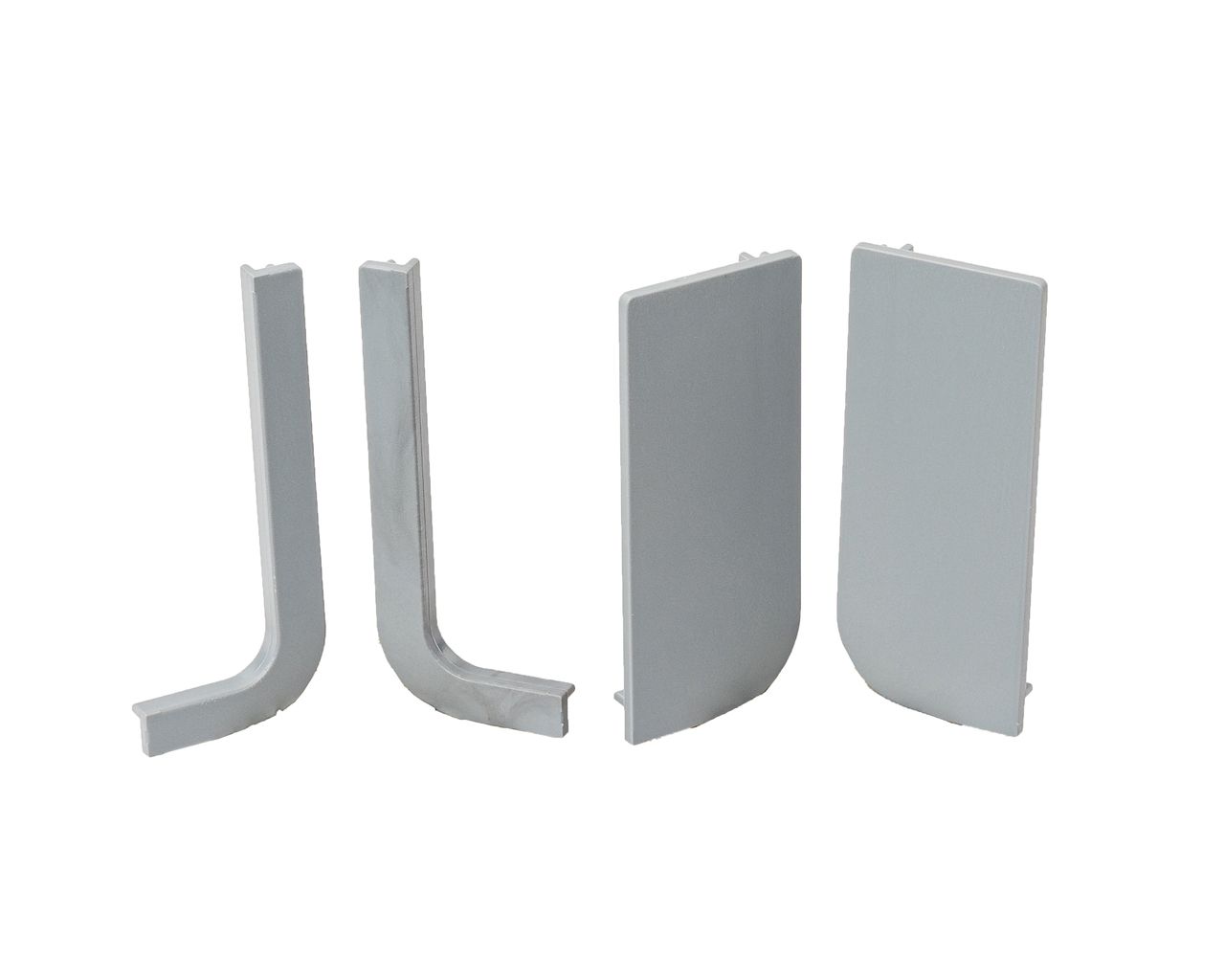 Комплект торцевых заглушек(открытых и сплошных) Г-образного профиля FRM9200 Gola FIRMAX(4 части), пластик, серый. Рис. 1 Комплект торцевых заглушек(открытых и сплошных) Г-образного профиля FRM9200 Gola FIRMAX(4 части), пластик, серый. Рис. 1