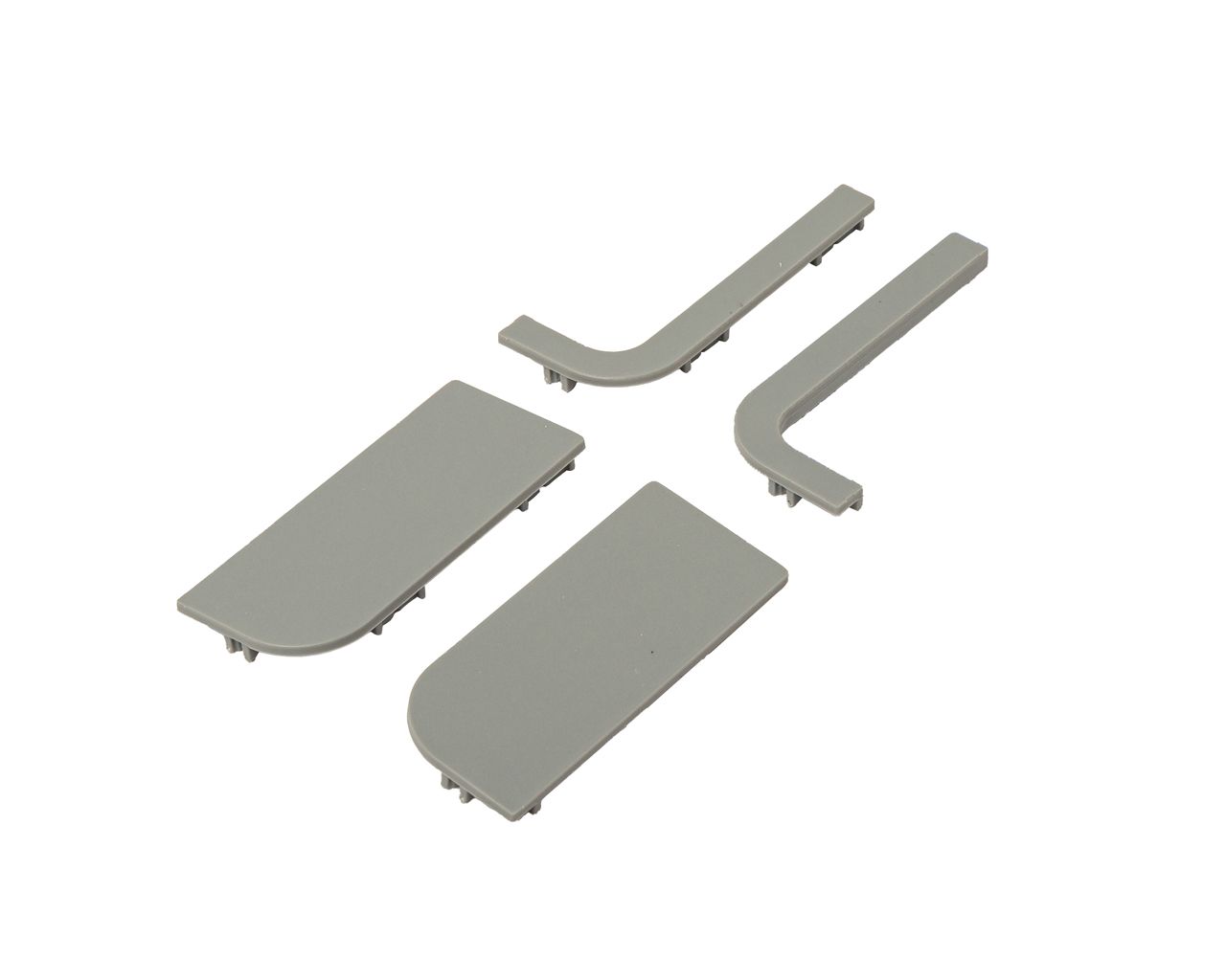 Комплект торцевых заглушек(открытых и сплошных) Г-образного профиля FRM9200 Gola FIRMAX(4 части), пластик, серый. Рис. 3 Комплект торцевых заглушек(открытых и сплошных) Г-образного профиля FRM9200 Gola FIRMAX(4 части), пластик, серый. Рис. 3