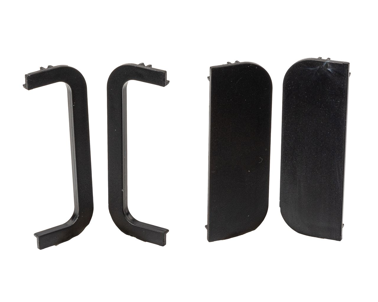 Комплект торцевых заглушек(открытых и сплошных) П-образного профиля FRM9201 Gola FIRMAX(4 части), пластик, черный. Рис. 1 Комплект торцевых заглушек(открытых и сплошных) П-образного профиля FRM9201 Gola FIRMAX(4 части), пластик, черный. Рис. 1