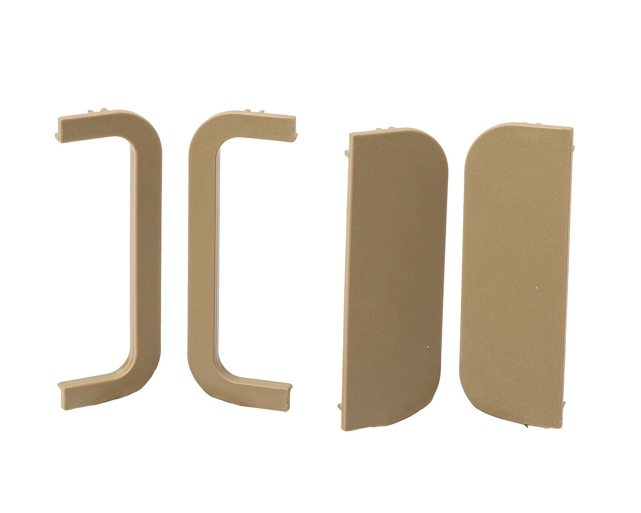 Комплект торцевых заглушек(открытых и сплошных) П-образного профиля FRM9201 Gola FIRMAX(4 части), пластик, шампань. Рис. 1 Комплект торцевых заглушек(открытых и сплошных) П-образного профиля FRM9201 Gola FIRMAX(4 части), пластик, шампань. Рис. 1