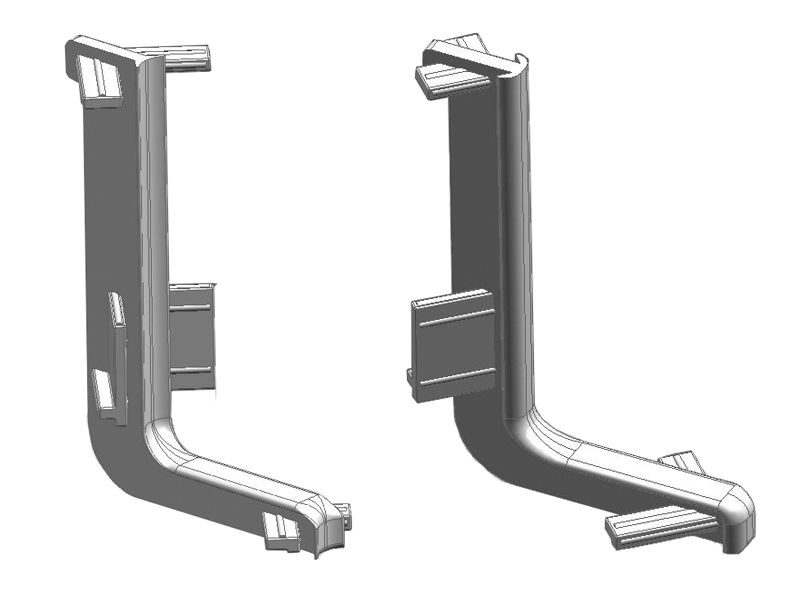 Комплект угловых элементов 90° (внешний+внутренний) верхнего профиля GOLA Alphalux , пластик, серый. Рис. 1