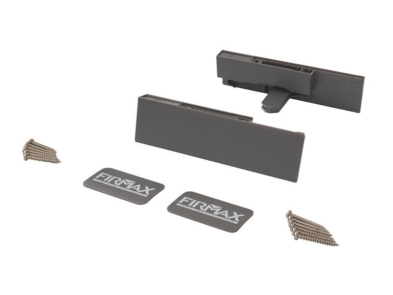 Комплект внутренних креплений Firmax высота 121мм (Держатели передней панели, заглушки) для ящика Slimline, антрацит. Рис. 1 Комплект внутренних креплений Firmax высота 121мм (Держатели передней панели, заглушки) для ящика Slimline, антрацит. Рис. 1
