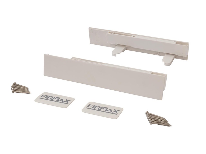 Комплект внутренних креплений Firmax высота 185мм (Держатели передней панели, заглушки) для ящика Slimline, перламутр. Рис. 1 Комплект внутренних креплений Firmax высота 185мм (Держатели передней панели, заглушки) для ящика Slimline, перламутр. Рис. 1