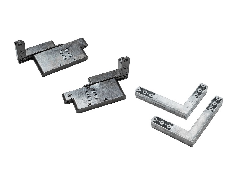 Комплект врезных петель и креплений алюминиевых фасадов Alphalux Titan Pro (верх+низ), для тяжёлого фасада до 35 кг. Рис. 1