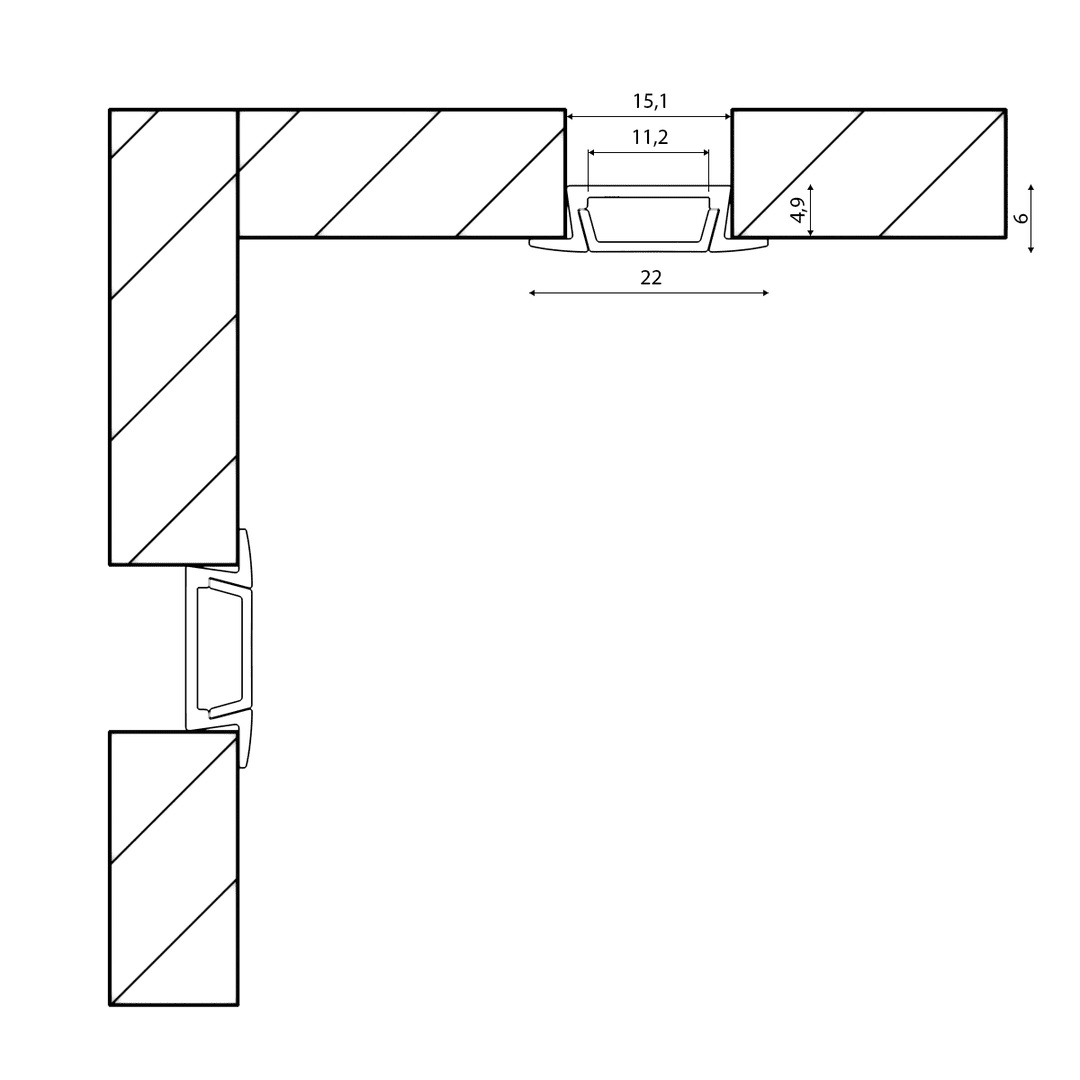 Комплект врезного профиля ВП-2 (профиль, полуматовый рассеиватель, 2 заглушки, 2 крепежа), черный, L-2000. Рис. 3 Комплект врезного профиля ВП-2 (профиль, полуматовый рассеиватель, 2 заглушки, 2 крепежа), черный, L-2000. Рис. 3