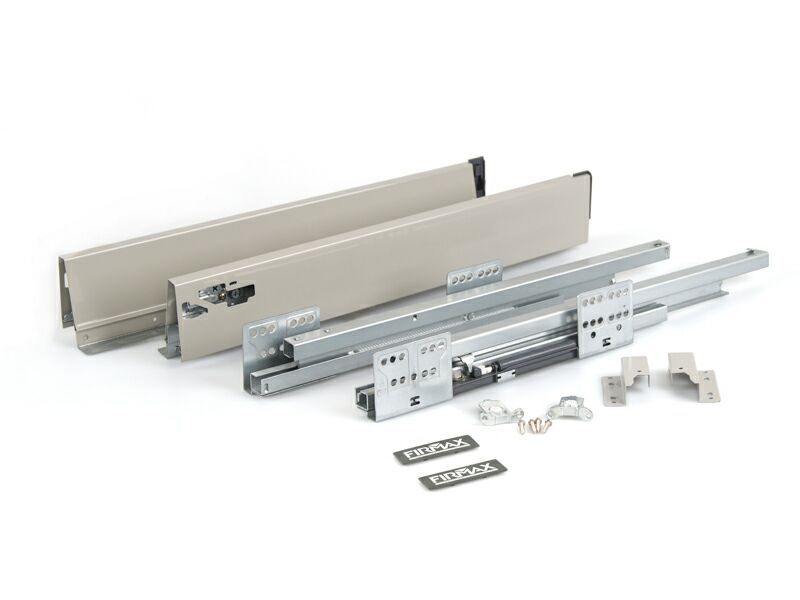 Комплект ящика Firmax Newline длина 450 мм, высота 84мм с доводчиком, серый. Рис. 1