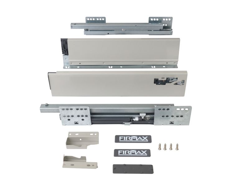 Комплект ящика Firmax Newline длина 500 мм, высота 84мм с доводчиком, серый. Рис. 2