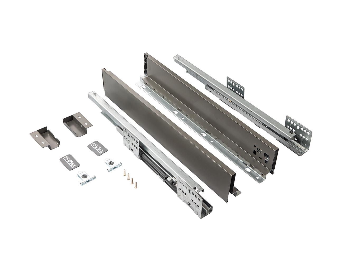 Комплект ящика Firmax Smartline, длина 300 мм, высота 84 мм, Push-to-Open, антрацит. Рис. 1 Комплект ящика Firmax Smartline, длина 300 мм, высота 84 мм, Push-to-Open, антрацит. Рис. 1