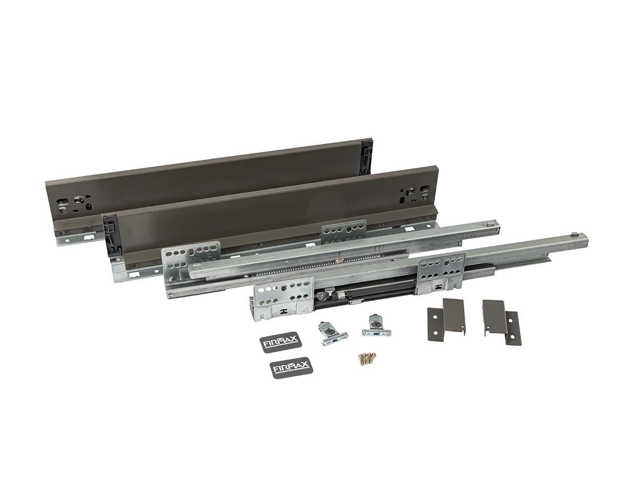 Комплект ящика Firmax Smartline, длина 300 мм, высота 84 мм, с доводчиком, антрацит. Рис. 3 Комплект ящика Firmax Smartline, длина 300 мм, высота 84 мм, с доводчиком, антрацит. Рис. 3