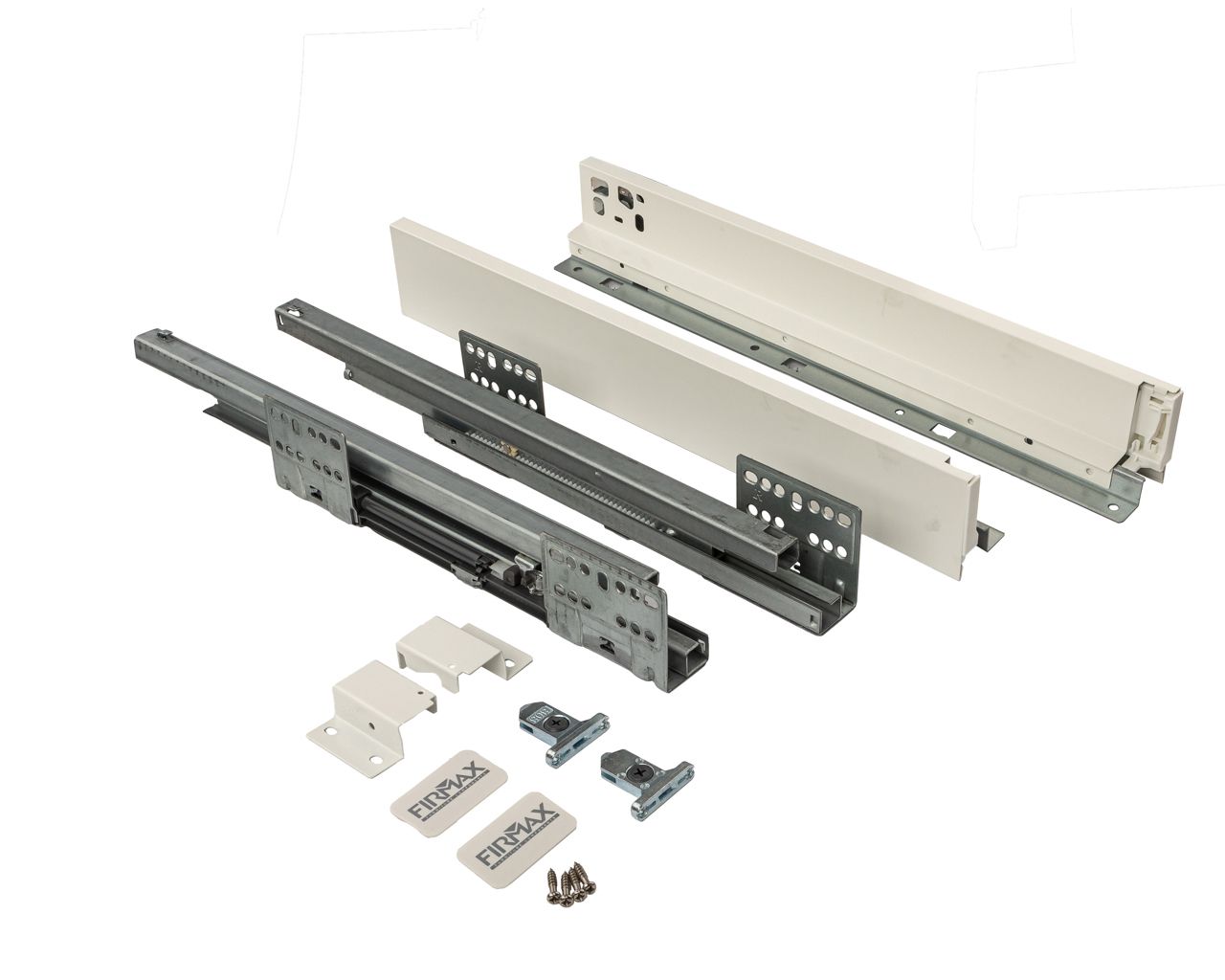 Комплект ящика Firmax Smartline, длина 450 мм, высота 64 мм, с доводчиком, белый. Рис. 1