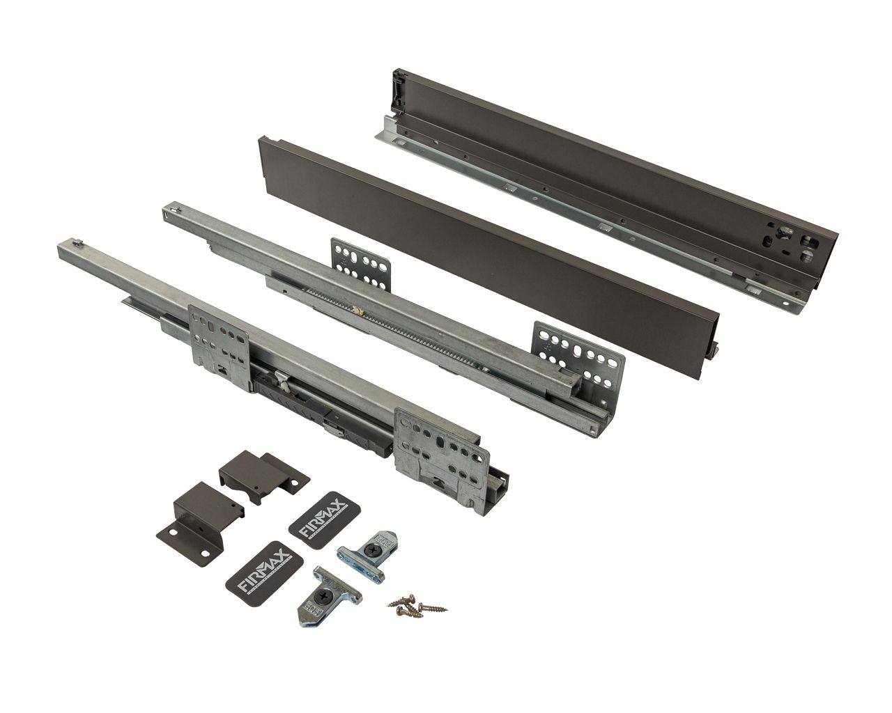 Комплект ящика Firmax Smartline, длина 500 мм, высота 64 мм, Push-to-Open, антрацит. Рис. 1