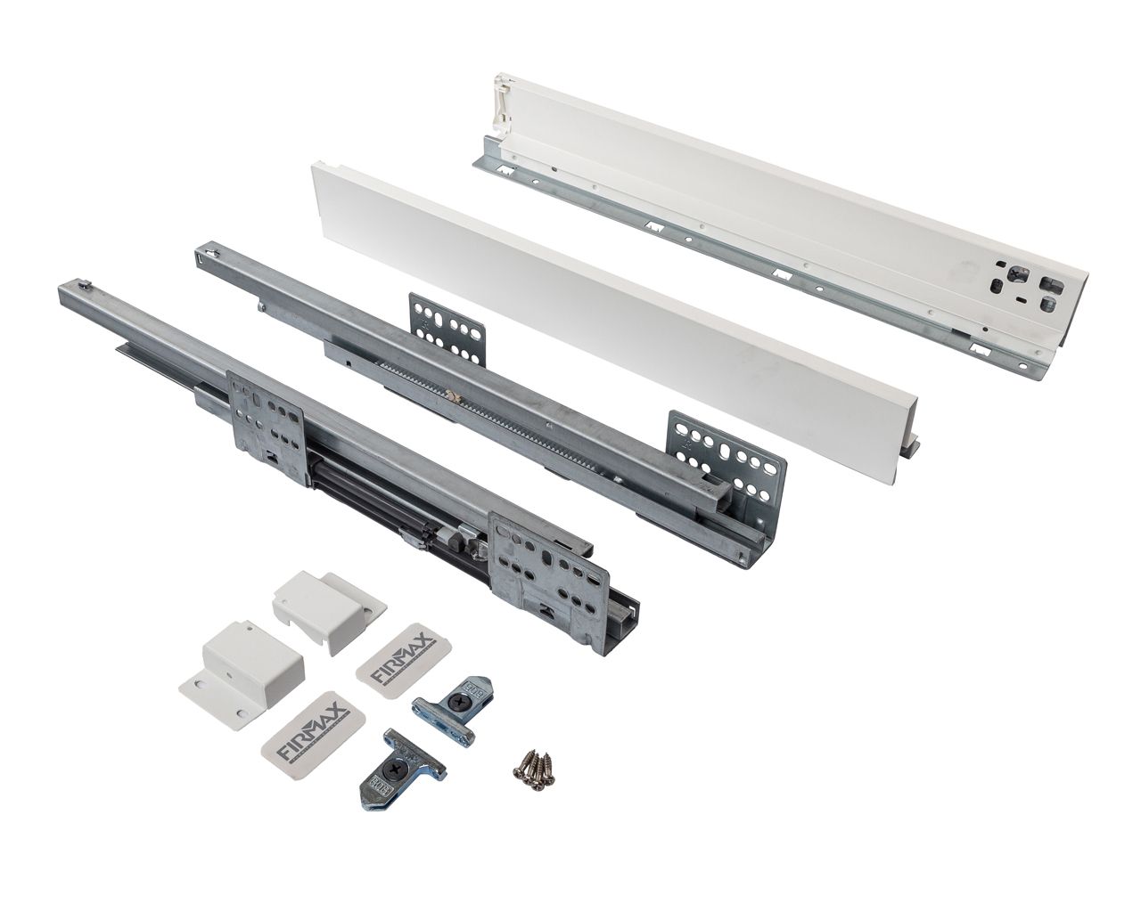 Комплект ящика Firmax Smartline, длина 500 мм, высота 64 мм, с доводчиком, белый. Рис. 1