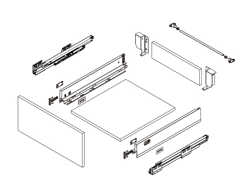 Комплект ящика Magic Pro длина 500 мм, высота 62,5 мм, Push-to-Open, антрацит. Рис. 2 Комплект ящика Magic Pro длина 500 мм, высота 62,5 мм, Push-to-Open, антрацит. Рис. 2