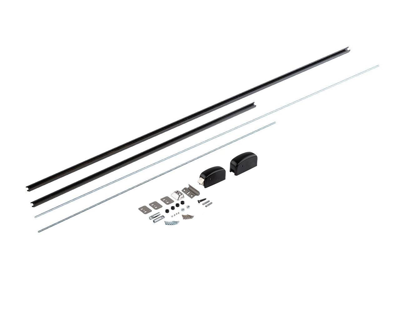 Комплект запоров вертикальных (2 шт.) с 2-мя тягами и ответными планками, 2 точки запирания, до 2640 мм, черн. RAL9005, 450/T. Рис. 1 Комплект запоров вертикальных (2 шт.) с 2-мя тягами и ответными планками, 2 точки запирания, до 2640 мм, черн. RAL9005, 450/T. Рис. 1