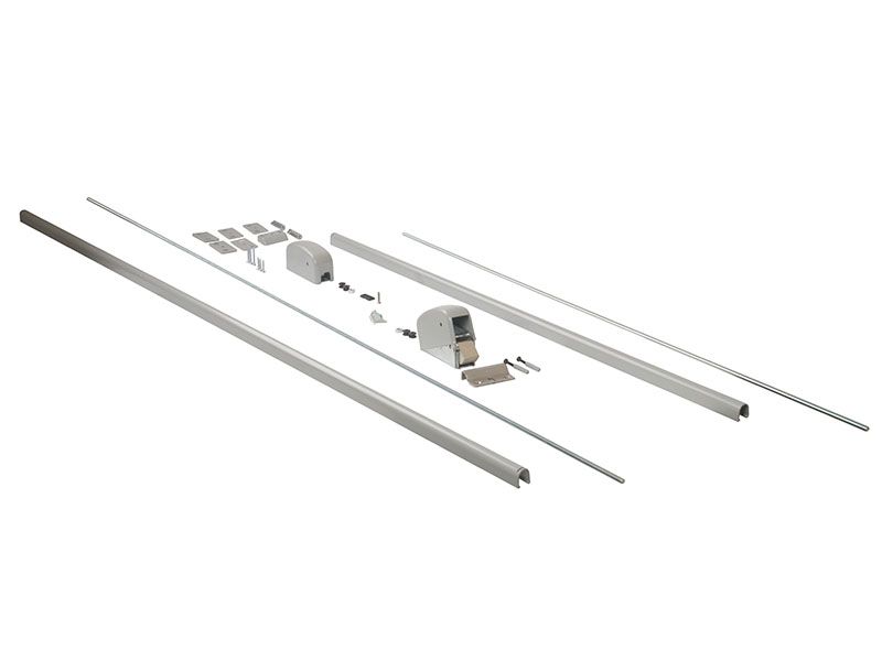 Комплект запоров вертикальных (2 шт.) с 2-мя тягами и ответными планками, 2 точки запирания, до 2640 мм, сереб. RAL9006, 07835970N. Рис. 1