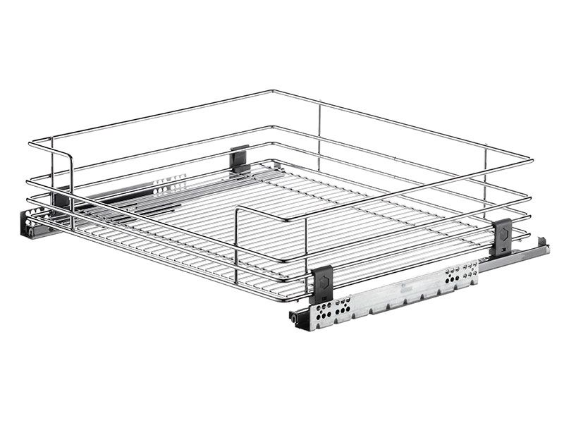 Корзина выдвижная в базу 600мм, направляющие плавного закрывания, хром. Рис. 1