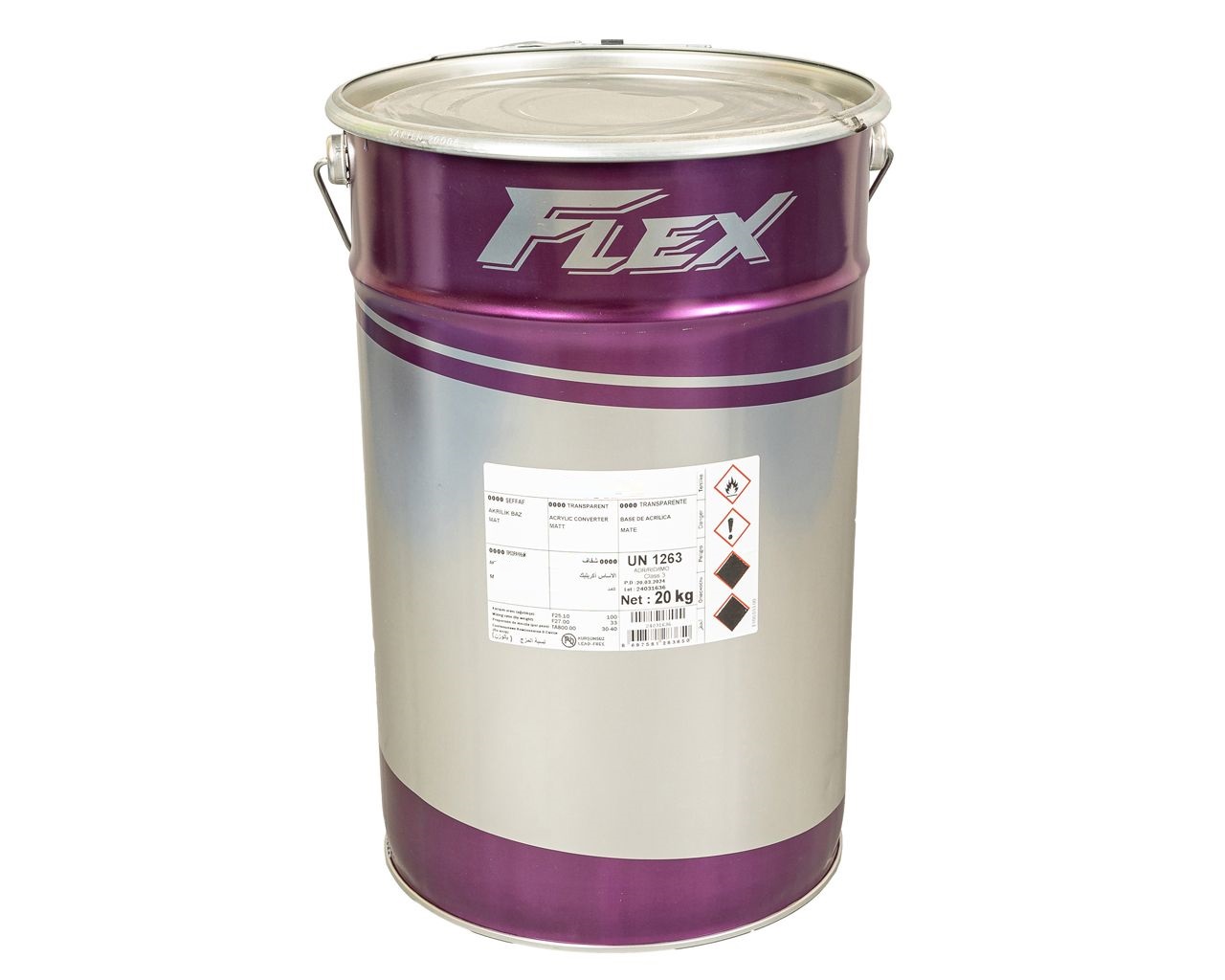 Краска-база акриловая FLEX F25.25.0000 бесцветная полуматовая, н.у.20кг  (+33% F27.00). Рис. 1