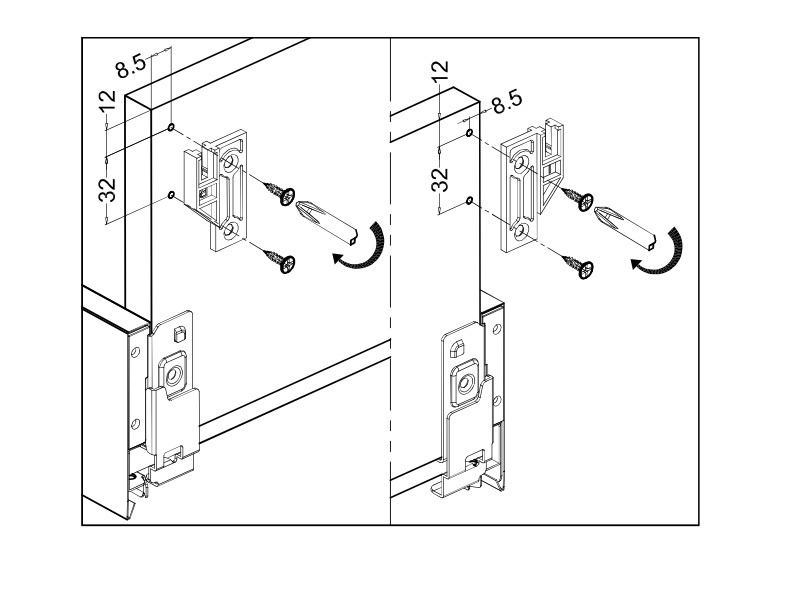 Крепление на квадратный рейлинг для ящика Firmax Slimline, белый. Рис. 3