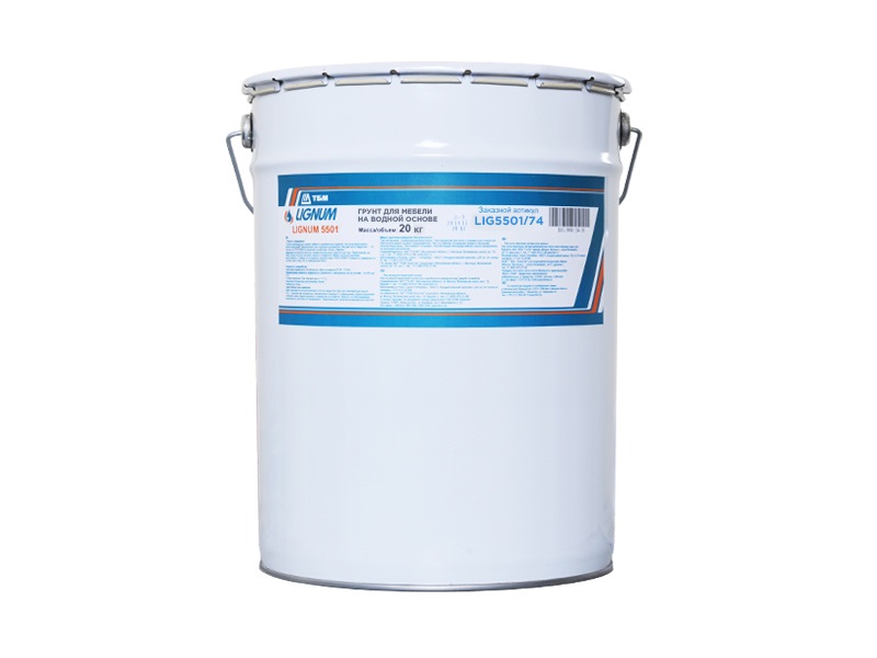 Грунт водный LIGNUM 5501 для мебели белый, н.у. 20кг. Рис. 1