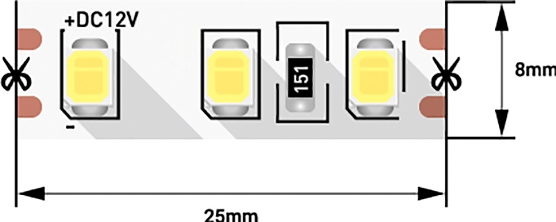 Лента светодиодная 2835/120, 12V, 5м, нейтральный белый 4000К, IP20, 9.6W/м. Рис. 2