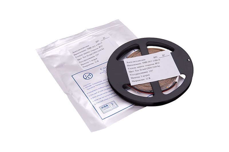 Лента светодиодная 2835/60, 12V, 5м, нейтральный белый 4000К, IP20, 4.8W/м. Рис. 2 Лента светодиодная 2835/60, 12V, 5м, нейтральный белый 4000К, IP20, 4.8W/м. Рис. 2