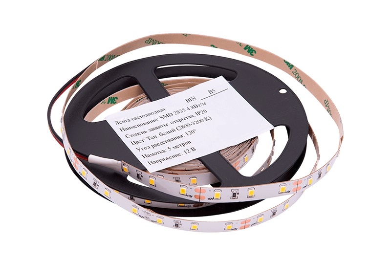 Лента светодиодная 2835/60, 12V, 5м, нейтральный белый 4000К, IP20, 4.8W/м. Рис. 1 Лента светодиодная 2835/60, 12V, 5м, нейтральный белый 4000К, IP20, 4.8W/м. Рис. 1