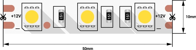 Лента светодиодная 5050/60, 12V, 5м, холодный белый 6000К, IP20, 14.4W/м. Рис. 2