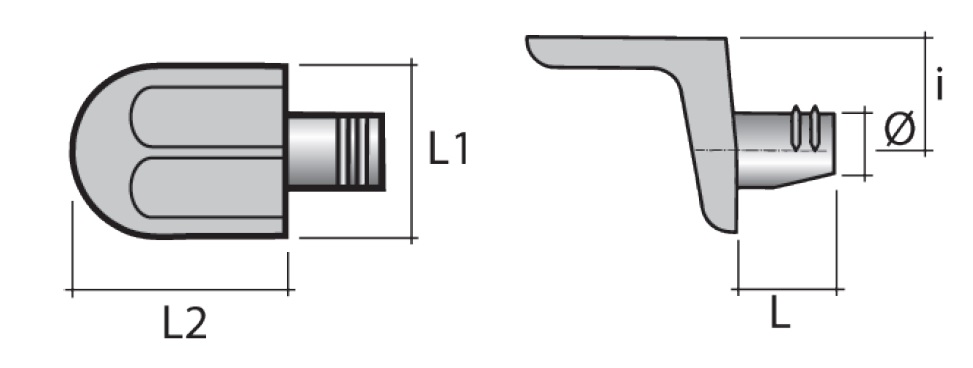 ME05 Полкодержатель с упором для деревянных полок, никель. Рис. 2