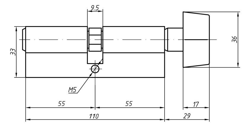 Цилиндр профильный MAXBAR с плоской ручкой CVG/K 55(ручка)/55(ключ),никелированный. Рис. 1 Цилиндр профильный MAXBAR с плоской ручкой CVG/K 55(ручка)/55(ключ),никелированный. Рис. 1