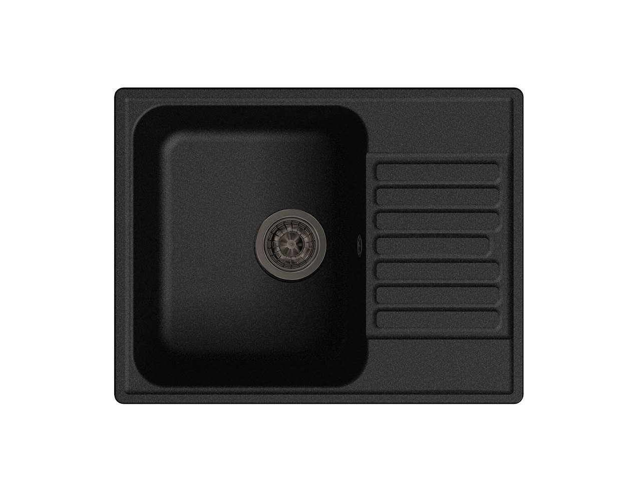 Мойка врезная с крылом GF-QUARZ (Z13) 62х48см, цвет черный, кварц