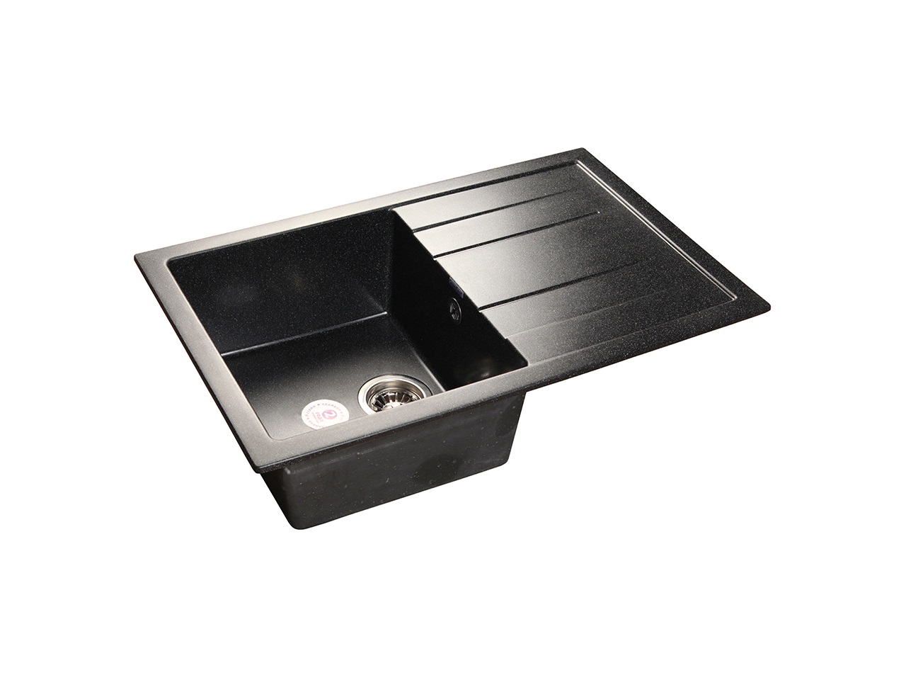 Мойка врезная с крылом QUADRO 77х49.5см, цвет черный, мрамор (+сифон). Рис. 1 Мойка врезная с крылом QUADRO 77х49.5см, цвет черный, мрамор (+сифон). Рис. 1