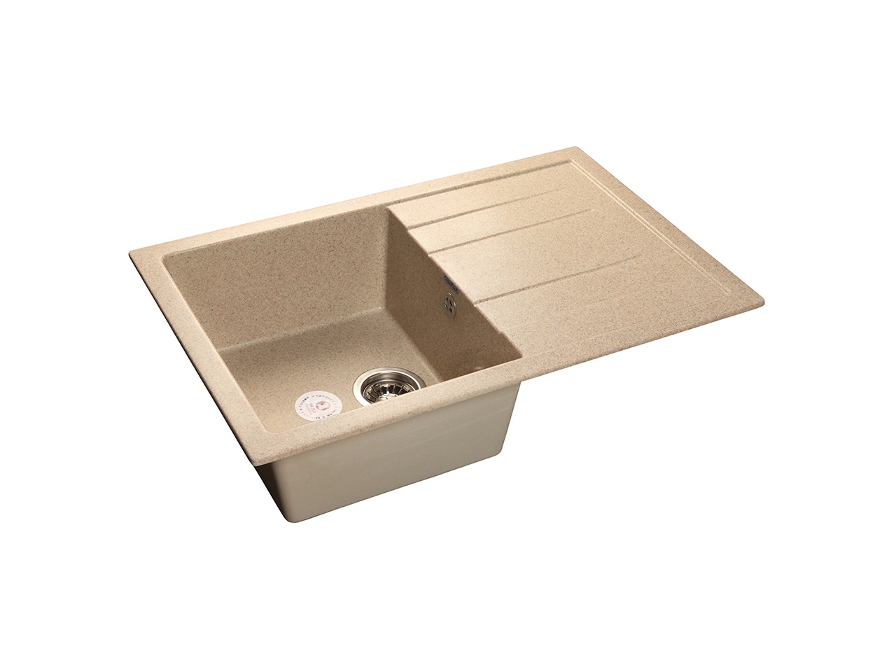 Мойка врезная с крылом QUADRO 77х49.5см, цвет песочный, мрамор (+сифон). Рис. 1 Мойка врезная с крылом QUADRO 77х49.5см, цвет песочный, мрамор (+сифон). Рис. 1