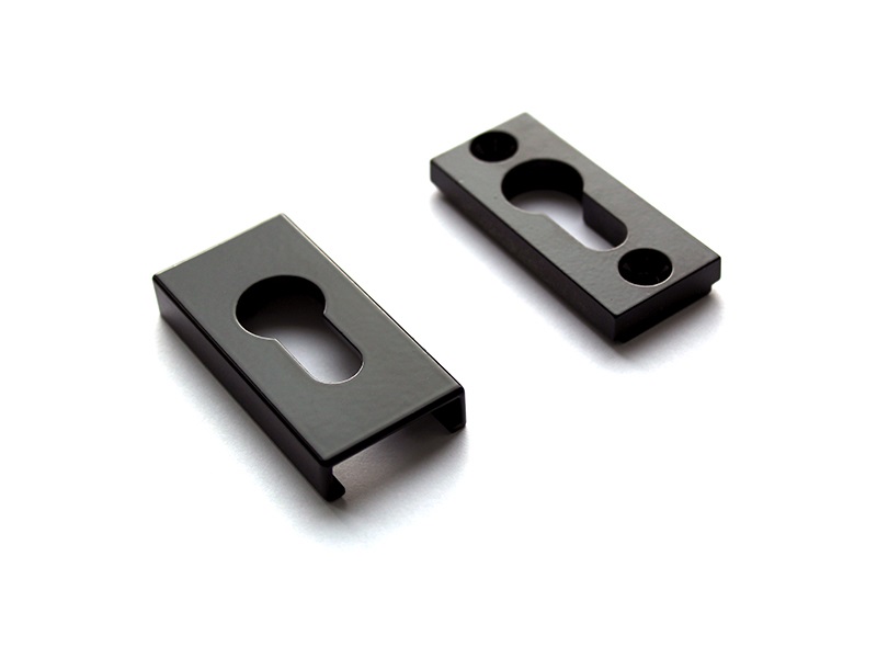 Накладка алюминиевая прямоугольная на профильный цилиндр Черный (RAL9005. Рис. 1