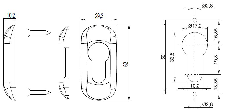 Накладка на цилиндр FLORA, 2 штуки, неокрашенная, 07058005N. Рис. 2 Накладка на цилиндр FLORA, 2 штуки, неокрашенная, 07058005N. Рис. 2