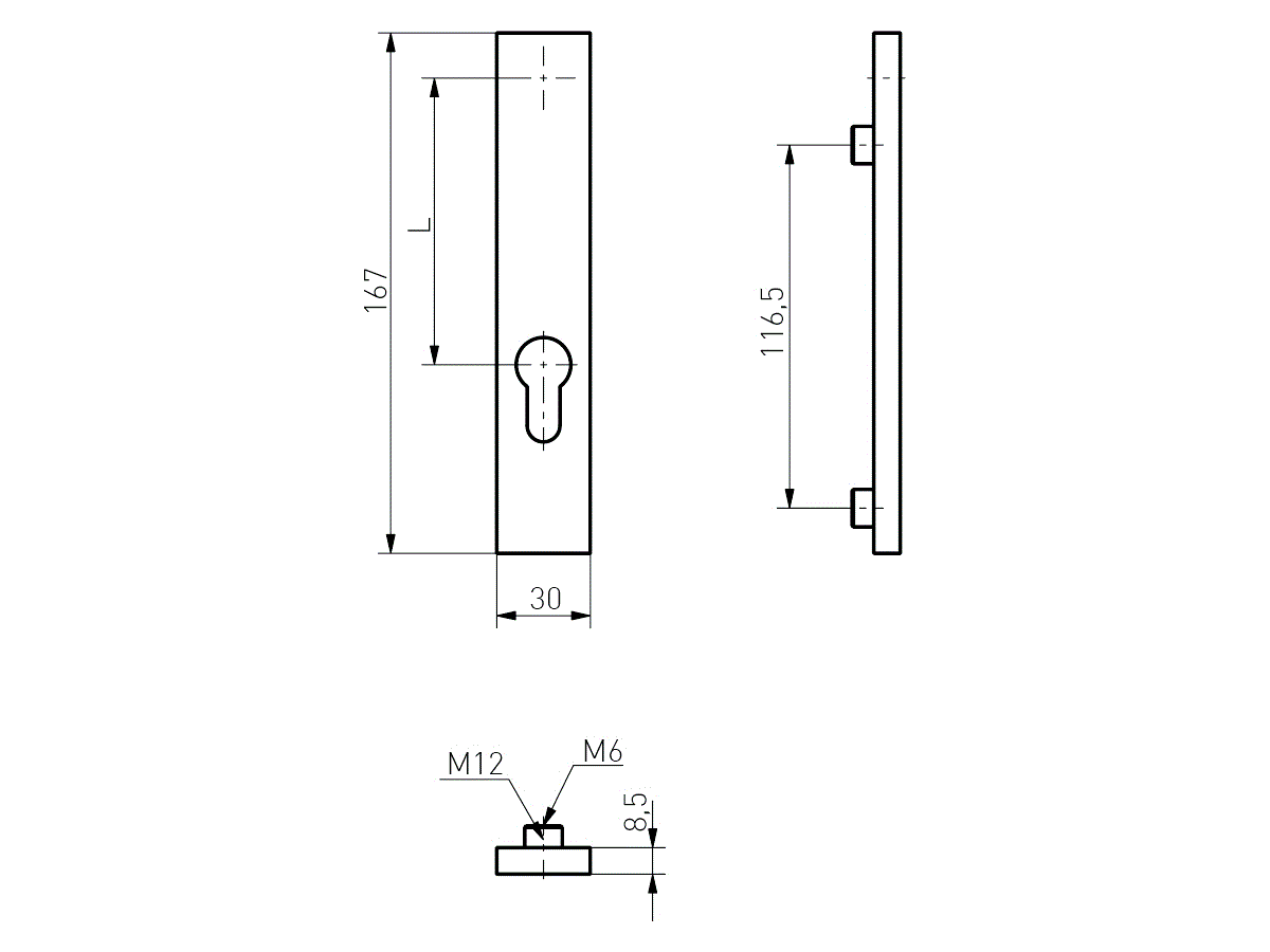 Накладка на профильный цилиндр, цвет - нержавеющая сталь, INOX. Рис. 2