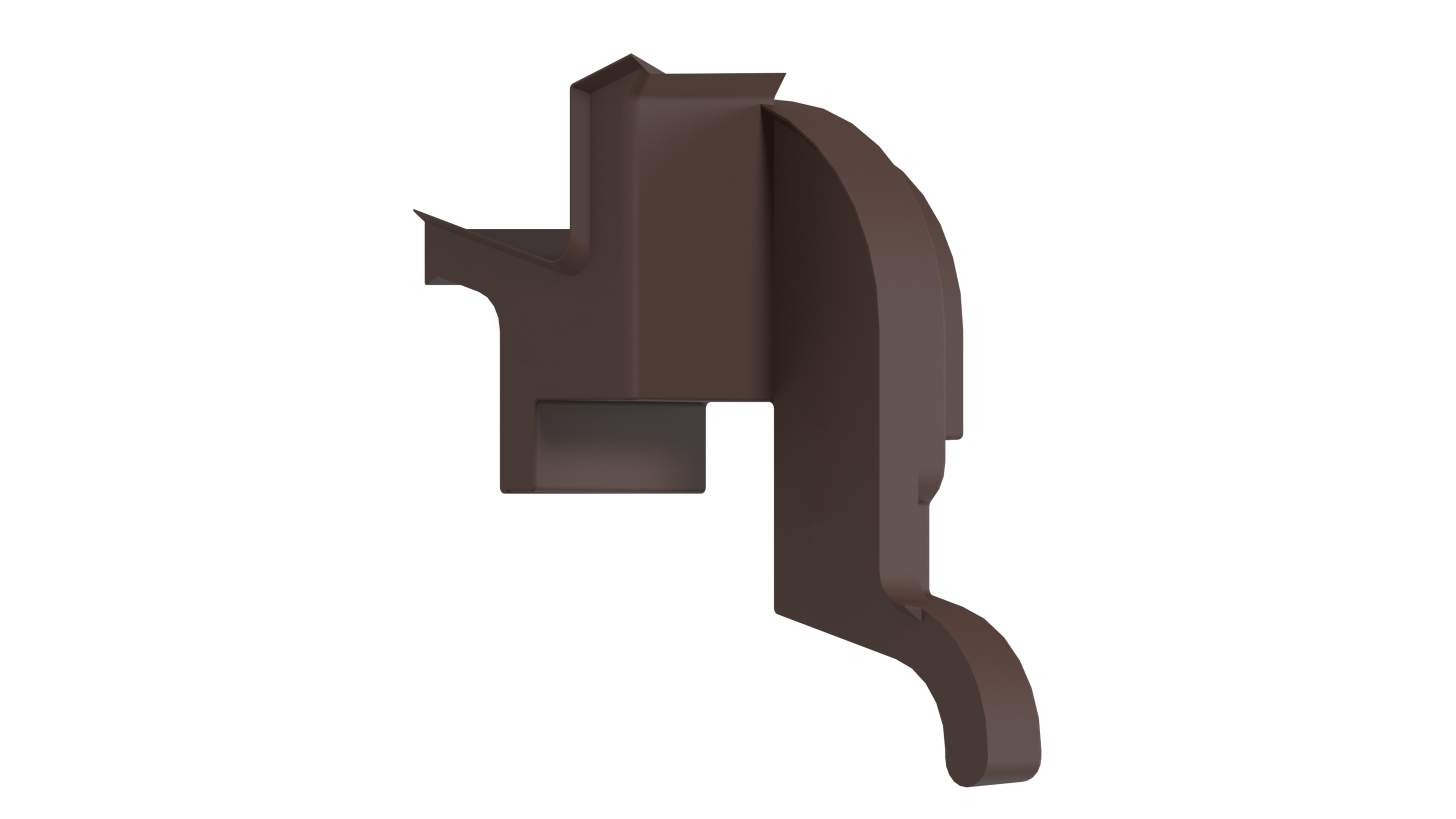 Накладка торцевая АЛЮСТАРТ, для водоотводного профиля, левая, с прямым углом, пластик, цвет коричневый RAL 8017. Рис. 1 Накладка торцевая АЛЮСТАРТ, для водоотводного профиля, левая, с прямым углом, пластик, цвет коричневый RAL 8017. Рис. 1