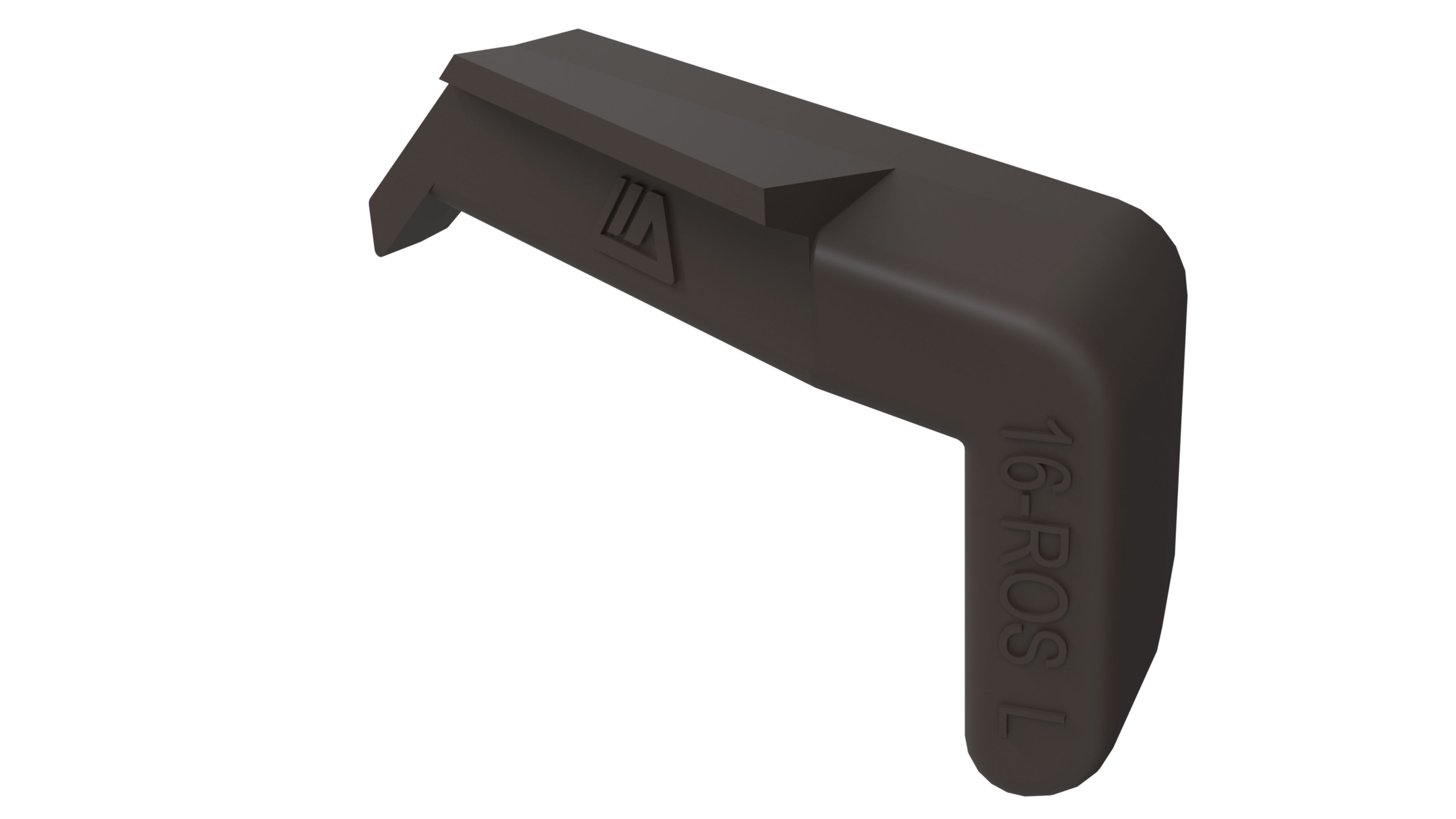 Накладка торцевая для профиля покрытия створок(FP-16), левая, цвет темно-коричневый RAL 8019. Рис. 1