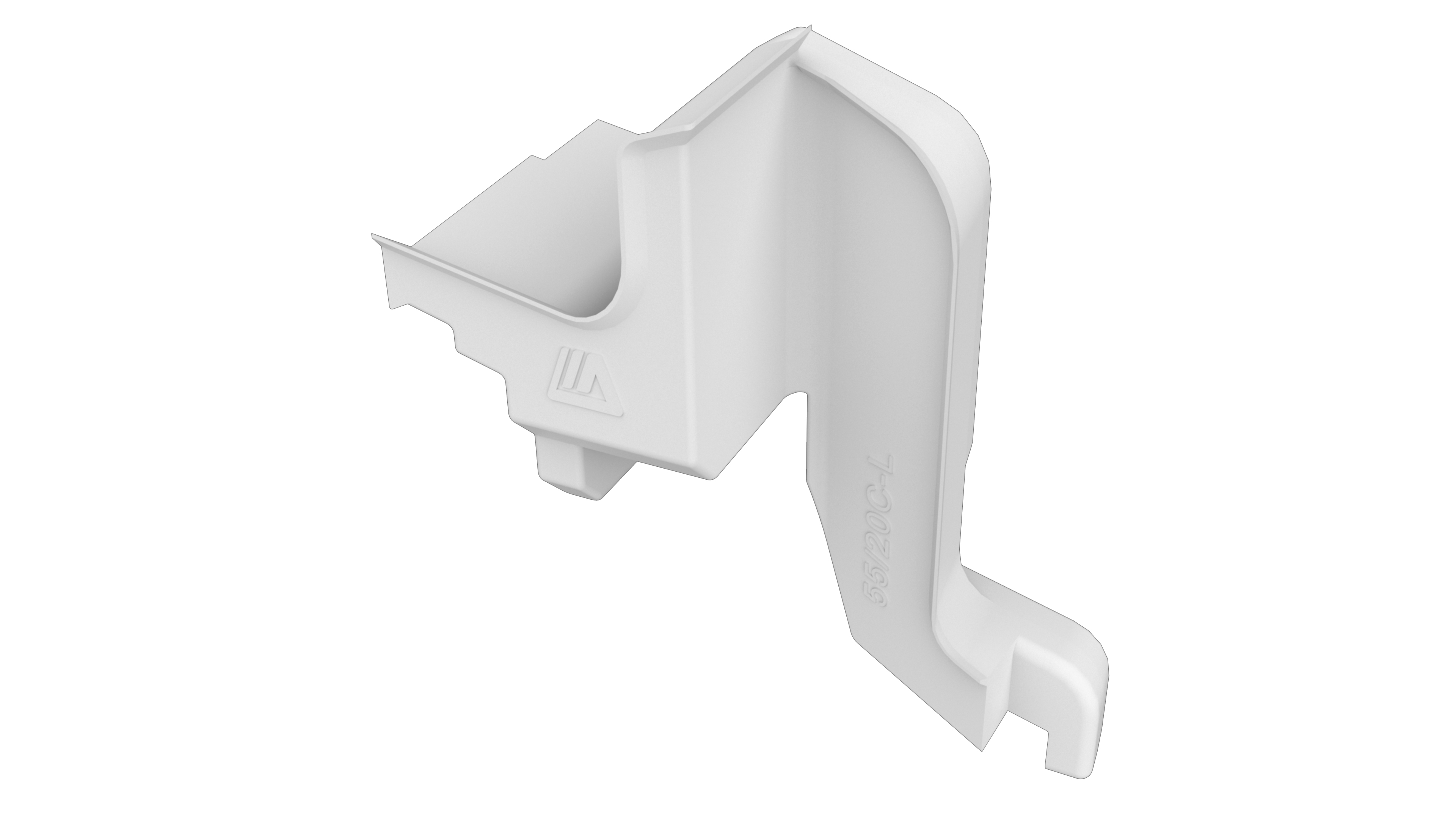 Накладка торцевая для водоотводного профиля (D22/20), с переменным углом, левая, цвет белый. Рис. 1 Накладка торцевая для водоотводного профиля (D22/20), с переменным углом, левая, цвет белый. Рис. 1