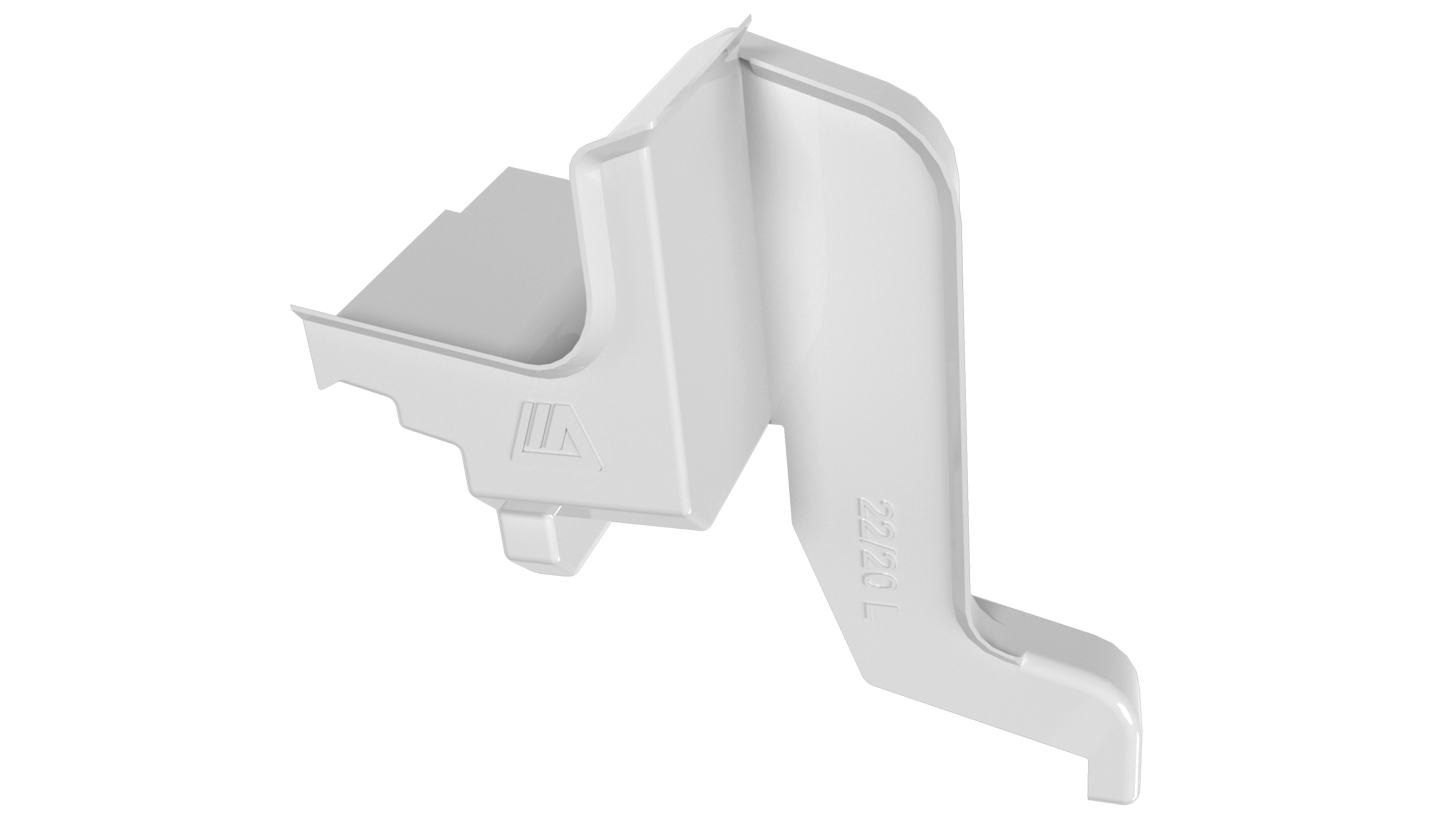 Накладка торцевая для водоотводного профиля (D22/20), с прямым углом, левая, цвет белый. Рис. 1