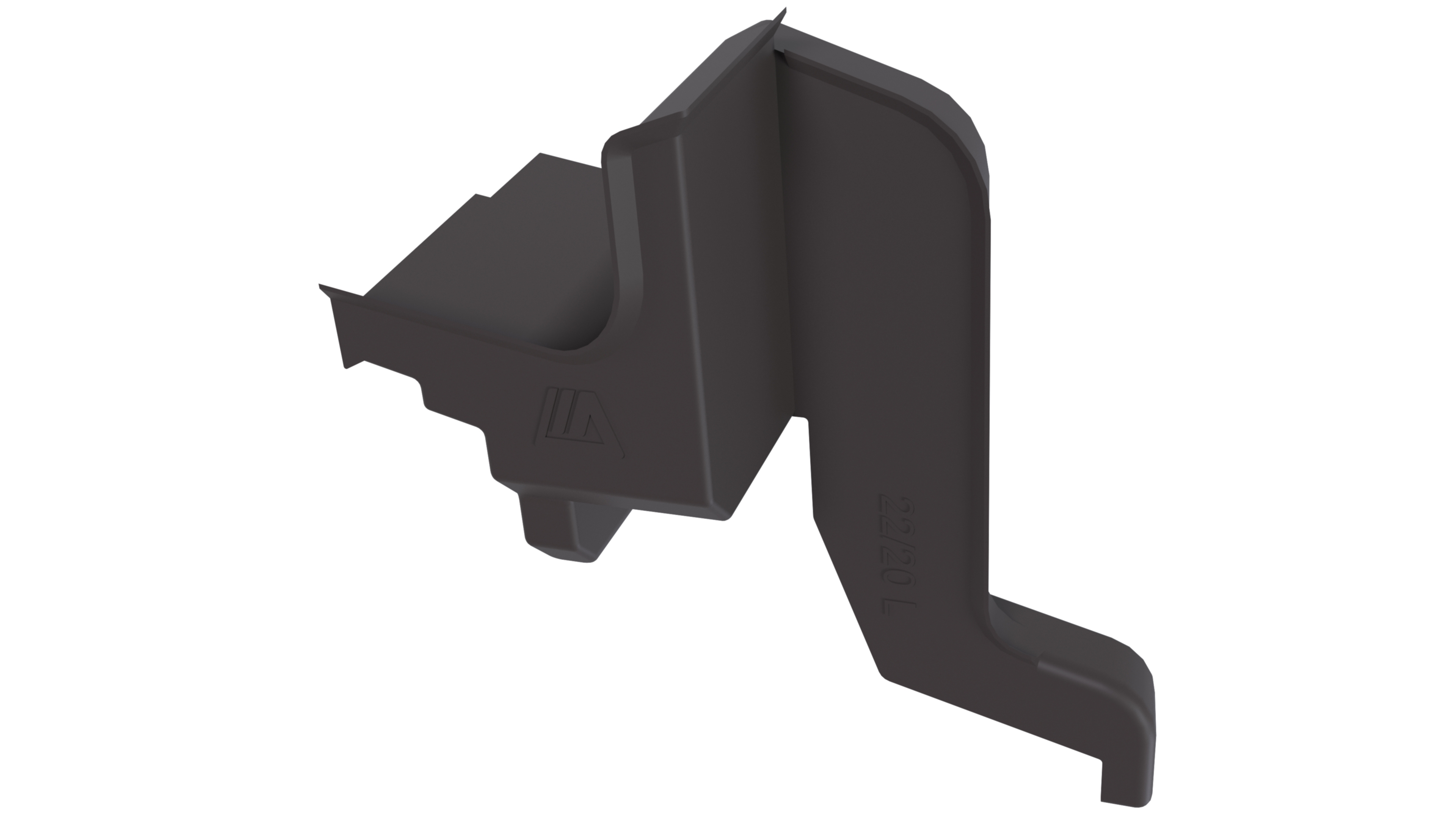 Накладка торцевая для водоотводного профиля (D22/20), с прямым углом, левая, цвет коричневый RAL 8019. Рис. 1